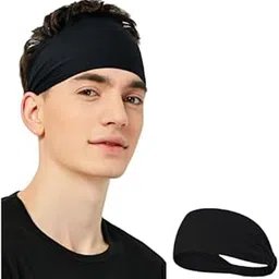 PAROPKAR Elastic Headband Sweatband & Sports Headband for Running Cycling Gym Yoga Basketball - Stretchy Moisture Wicking Unisex Hairband (Black)-picture-58