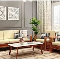Streema art 5 Seater Sheesham Sofa Set for Living Room (3+1+1) Teak Finish | Wooden Sofa Sets for Home (Natural)-picture-33