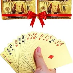 Set of 2 Gold Plated Poker Playing Cards Flexible, Waterproof PVC Plastic Premium Cards for Party Game-picture-14