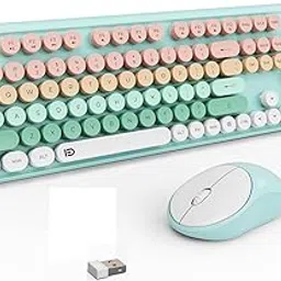 Wireless Keyboard and Mouse, Keyboard Mouse Combo, 2.4 GHz Wireless Full-Sized Typewriter Keyboard with Round Keycaps, Keyboard for Windows, Computer, Desktop, PC, Laptop (PinkBlue)-image-90