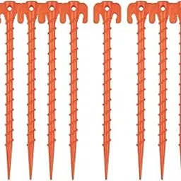BNF® 10Pcs Tent Stakes Pegs Beach Anchor | Lightweight Orange PP Material Stakes for Camping, Hiking and Vineyard | Durable, Strong Holding Power | Ideal for Sand, Snow, and Ground Use-image-42