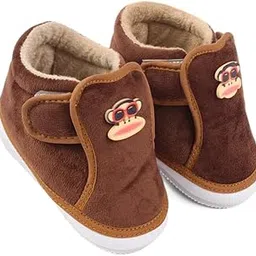 neska moda Boys & Girls Velvet Hook & Loop Chu Chu Musical Shoes/Booties 6 Months to 24 Months-BT3873-picture-25