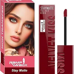 Ramp Walk Velvet Kiss Water & Smudge-Proof Matte Liquid Lipstick Up to 12-Hour Long-Lasting Bold Color for Women (Bright Maroon, 3.5 ml)-picture-40