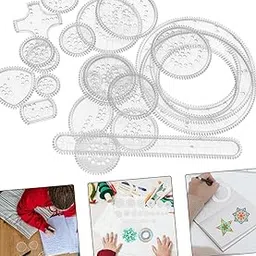 22PCS Spirograph Set for Kids, Multifunctional Geometric Ruler, Scale for Kids School, Creative Design Tool for Students, Teachers and Parents, Ideal for Homework and Art Projects-picture-10