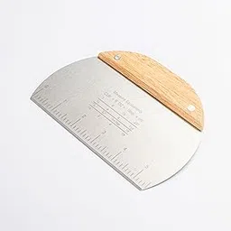 Zupa Stainless Steel Dough Scraper Chopper – Multi-Purpose Pastry Cutter for Dough, Pasta, Bread, Cake | Kitchen Tool with Wooden Handle & Scale Ruler | Baking Scrape Flour Knife | Circular | (Silver)-picture-27