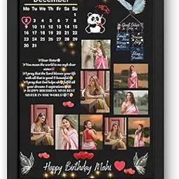 ARCAPTURE A4 Size Wooden Customized/Personalized Happy Birthday Collage Photo Frame With Names | Customised Happy Birthday Photo Frames For Couple, Parents,Friend (A4 Size, MDF Wood, 12 X 9 Inch)-image-78