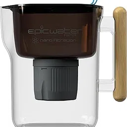 Epic Nano | Water Filter Pitchers for Drinking Water | 10 Cup | 150 Gallon Filter | Gravity Water Filter (Black & Bamboo)-picture-15