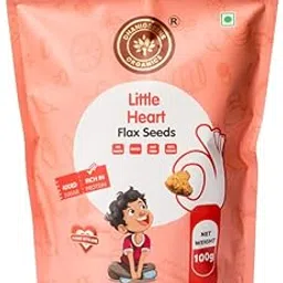 Dhanigreens Organics Sweet Little Heart Snacks with Flax Seeds -100gm(Pack of 1)| 100% Vegan Heart-Shaped Snack, Nutrient-Rich, Fiber, No Maida, Baked, Not Fried image 1