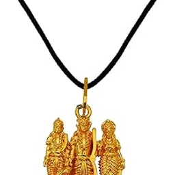 m men style Lord Ram Laxman Sita Hanuman Religious Hindu God Gift for Men & Women Gold Palted Brass Pendant Gold Brass Temple Jewelery Pendant Necklace chain For Men And Women-picture-27