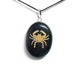 astroghar Black Tourmaline Kark Cancer Rashi Zodiac Auspicious Symbol Engraved Lucky Charm pendant For Men And Women-picture-37