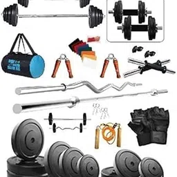 BODY MAXX 20Kg Rubber Weight Plates, 5Ft Rod, 3Ft Curl Rod, 2D.Rods Home Gym Dumbbell Set-picture-35