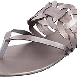mochi Women's Faux Glittery Woven Leather Fashion Slippers-picture-50