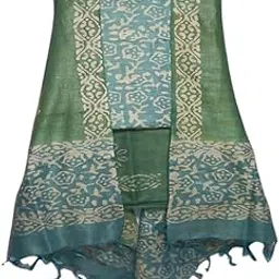 stb-silk textiles bhagalpur Women's Bhagalpuri Cotton Silk Batik Print Unstitched Salwar Suit Dress Material With Dupatta-picture-17