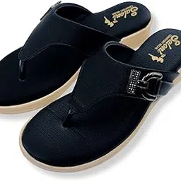 saloni comfort wear Stylish Women's Slipper - Comfortable Casual Flip Flops with Buckle Design | Wedge Heel | Lightweight | Available in Black | Grey| Beige & Purple (Sizes 4UK - 9UK)-picture-20