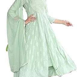 Rayon Printed Kurta with Pants & Dupatta Set for Women Long Middle Cut Kurtis Girls Stylish Latest New Trending Design Anarkali kurta Ankle Lenght Straight Kurta-image-20