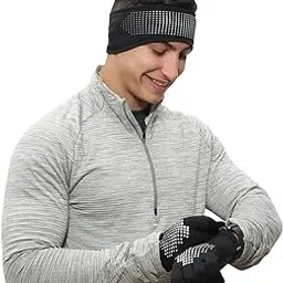 trailheads Gift Set - Reflective Running Headband and Lightweight Touchscreen Running Gloves - Black/ Reflective-picture-41