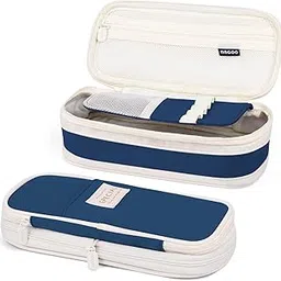 mamowla Pencil Case for Girls, Big Capacity Large Pencil Case Pen Cases Portable Office Stationery Makeup Bag Pouch, Desk Organizer for School Boys Kids Teenage Adults Women Men, Dark Blue, Bag image 1