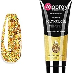 MOBRAY Glitter Nail Extension Poly Nail Gel from BELLE GAGA ™ Extend Builder Gel Finger Nail Extension UV LED Acrylic Builder Gel (Golden World)-picture-51