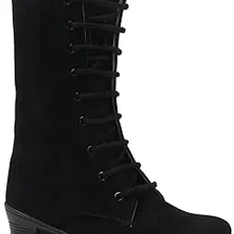 The All Way Women's Mid-Calf Boots | Elegant Lace-Up Long Boots with a Side Zipper and Comfortable Stack-picture-26