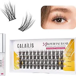 CALAILIS Individual Lashes, DIY Eyelash Extensions, Super Thin Glue-based Band, Natural Look Reusable, 11/13/15/15mm,Lasting for 48 Hours Individual DIY Eyelashes(YS02)-image-4