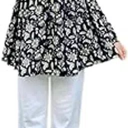 Women's Floral Print Reyon Peplum Top - Casual Loose Fit 3/4 Sleeve Tunic top, Stylish V-Neck Flared Kurti, Comfortable Everyday Wear-picture-50