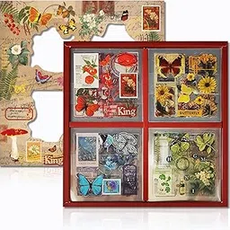FunBlast Self Adhesive 700 Pcs /100 Sheets, Vintage Nature Stickers, Retro Flower Butterfly Plant Mushroom Decorative Stickers for Scrapbook, Japanese Style Sticker Set (Multicolor)-image-85