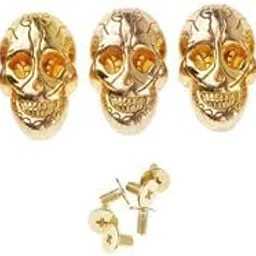 FABLOFT® 2x5 Set Skull Head Screwback Studs Punk Rivets for Bag Shoes Leathercraft Gold image 1