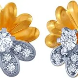 p.c. chandra jewellers 14k (585) Yellow Gold and American Diamond Stud Earrings for Women-picture-49