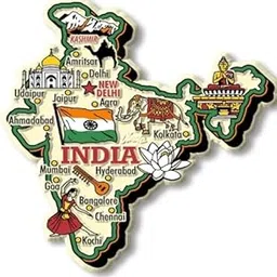 Set of 2, Indian Map Fridge Magnet Decorative Travel Gift India Souvenir Magnet Monuments Icons Vibrant Map Magnet Perfect Lovers Collectors,Decorative Illustrated with Cities Culture,Dance-image-18