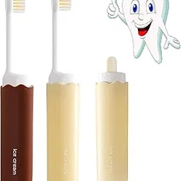 S SINDHIA® Portable Foldable Ice Cream Shape Compact Travel Toothbrush Set With Soft Bristles Ergonomic Handle Dust-Proof Case, No Fragrance For Home & Travelling Use, Multicolour 1 Pcs-picture-27