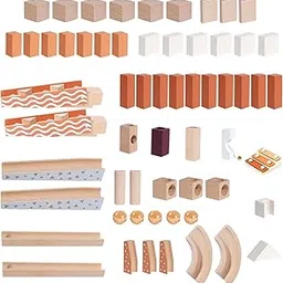 ATORSE Toy Wooden Marble Run Blocks for Kids Educational Creative Construction Play Set 60pcs-Toys & Hobbies-Educational-Other Educational Toys-picture-13