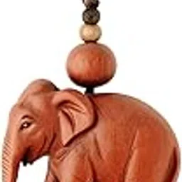 RDK Sandalwood Elephant Keychain – Handcrafted Chandan Double Ring Key Holder for Men & Women | Ideal for Car, Bike, Home Keys | Stylish Antique Accessory Gift image 1