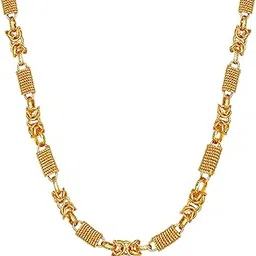 fashion frill Casual Golden Chain For Men1Gram Gold Plated Metal Necklace Gold Chain For Men Boys Designer Chains Mens Jewellery 20 Inches-picture-30