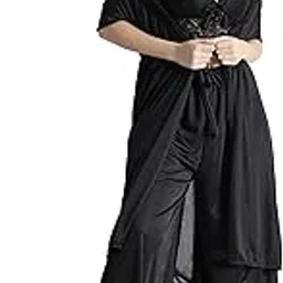SSoShHub Women's Satin Kimono Robes Bridesmaid Wedding Robes Silky Bathrobes Summer Loungewear Nightsuit Nighty Honeymoon Special 3 Piece set-picture-52