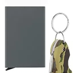 stealodeal Grey Pop-up Aluminium Debit/Credit Card Holder with Army Mutlitool Metal Keychain Unisex (Combo of 2)-picture-31