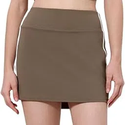 fensir Women's Contrast Color High Waist Sports Skirt 2 in 1 Comfortable Yoga Pants-picture-24
