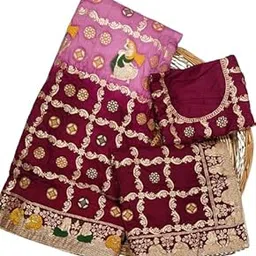 pareek collection ANJU SAREE Center Lehenga Choli Patola Print with Foil Work With Unstitched Blouse(AKS-01)-picture-33