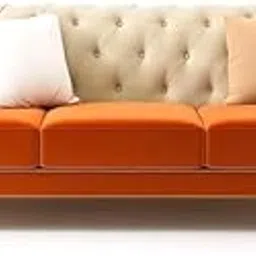 Modern 3 Seater Multicolour Sofa,Comfortable or Relexable Sofa with Pillow for Living Room, Office, Bedroom, Hallways Furniture (Orange & Beige)-picture-14
