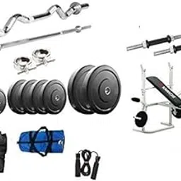 Body Maxx 120 Kg Home Gym Package + Kamachi 5 in 1 Weight Lifting Bench + 4 Rods + Gym Bag + Rope + Gym Gloves-image-71