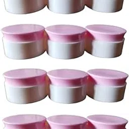 SHREE MAHA Double Wall Empty Cream Container 25gm - Thick Plastic Jar with Foam Lined Lid for Eyeshadow, Makeup, Cosmetic Samples - Pack of 12 [Pink/White]-image-57