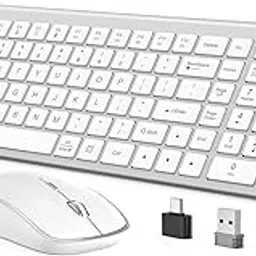 JOYACCESS Wireless Keyboard and Mouse, Ergonomic and Portable Wireless Keyboard with Number Keypad, 2.4GHz USB Stable and Adjustable DPI Computer Mouse for Laptop,PC, Windows-Silver White-picture-41