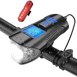 ZIGLY LED Bicycle Light USB Rear Bicycle Light 500 Lumen Rechargeable Bicycle Tail Light and Front Light Set Cycle Headlight with Bicycle Speedometer Odometer Fits All Mountain & Road Bike-picture-56