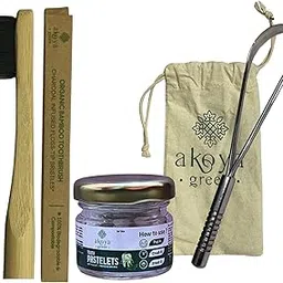 Oral Care Combo - Stainless Steel Tongue Cleaner, Natural Dental Tooth Pastelets & Bamboo Toothbrush with Nano Bristles-picture-21