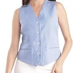 fablestreet Linen Waistcoat - Light Blue-picture-3