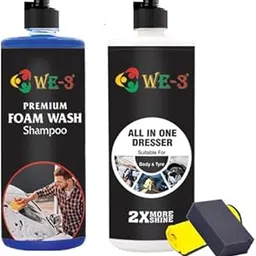 WE-3 CAR CARE COMBO PACK OF 4, 500ML, DASHBOARD POLISH, FOAM WASH SHAMPOO, SNOW WHITE FOAM, WITH 600GSM MICROFIBER WITH POLISHING SPOUNJ (500ML)-picture-32