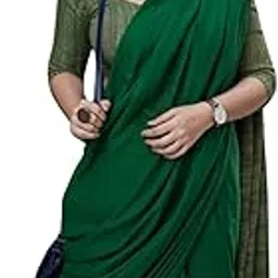 SHYAMALI BOUTIQUE Women's Beautiful Desinger Dual tone plain khadi Saree with Blouse Piece-picture-44