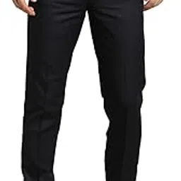 turtle Men Black Ultra Slim Fit Flat Front Cotton Viscose Formal Trouser||Black Trouser-picture-27