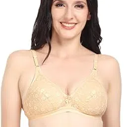 salient Women's Cotton Chikan Embroidered Bra – Non-Padded, Non-Wired, Low Neck with Wide Bottom Band-picture-22