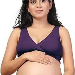 ZELENA Maternity Bra with Removable Cup & Broad Waistband | Easy Pull & Feed Nursing Bra in Soft & Stretchable Modal Fabric | Feeding Bras for Pregnancy | Pregnancy Bras for Pregnant Mother-picture-16