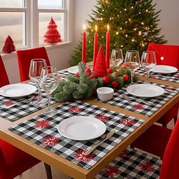 Christmas Placemats for Dining Table,Set of 6 Pcs Snow Flake Table Mats for Christmas Dining Table Decorations,13 x 19 inch (B)-picture-19